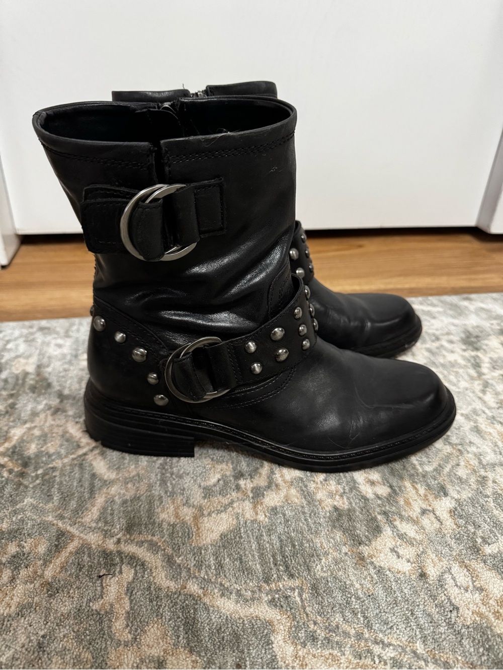 Naturalizer Optimus Black Studded Moto Boots